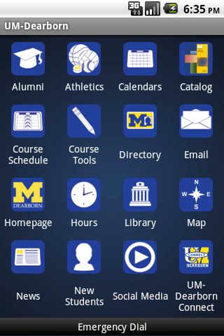 the main screen of the application